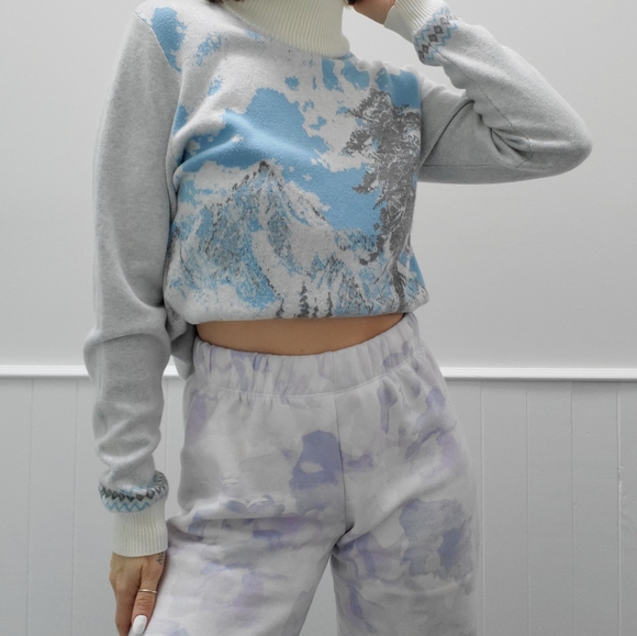 Northern Reflections mountain scene mock neck sweater - Picture 3 of 7